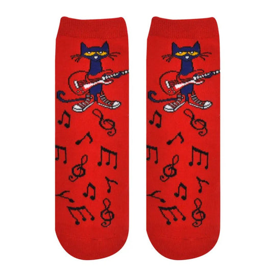 A pair of Pete the Cat Kids Socks featuring a Musical Pete the Cat