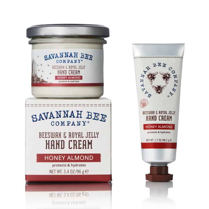 honey almond hand cream in both jar and tube options