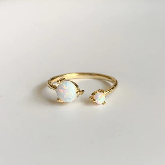 Twisted Opal Gold Adjustable Ring