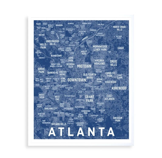Atlanta Neighborhoods Map Print