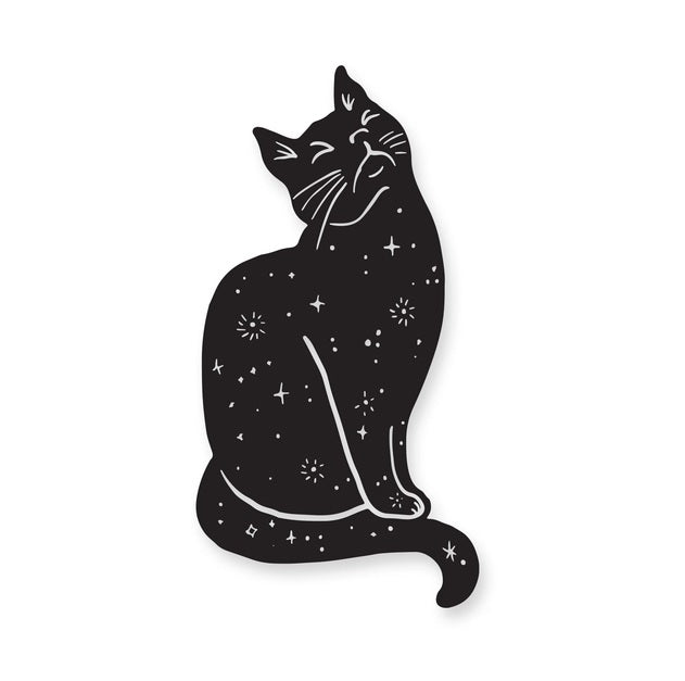 Black Cat with stars across its body sticker