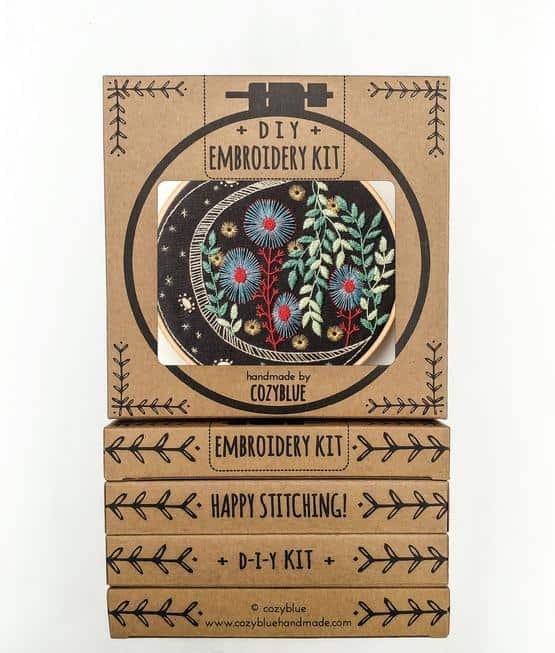 cozy blue diy embroidery boxed kit