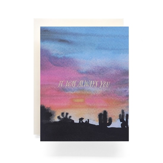 Watercolor evening sky on a desert card