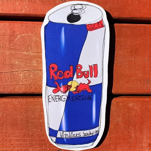 wood Wall art with handdrawn red bull