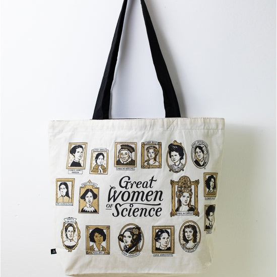 tote bag with different famous women who were scientists