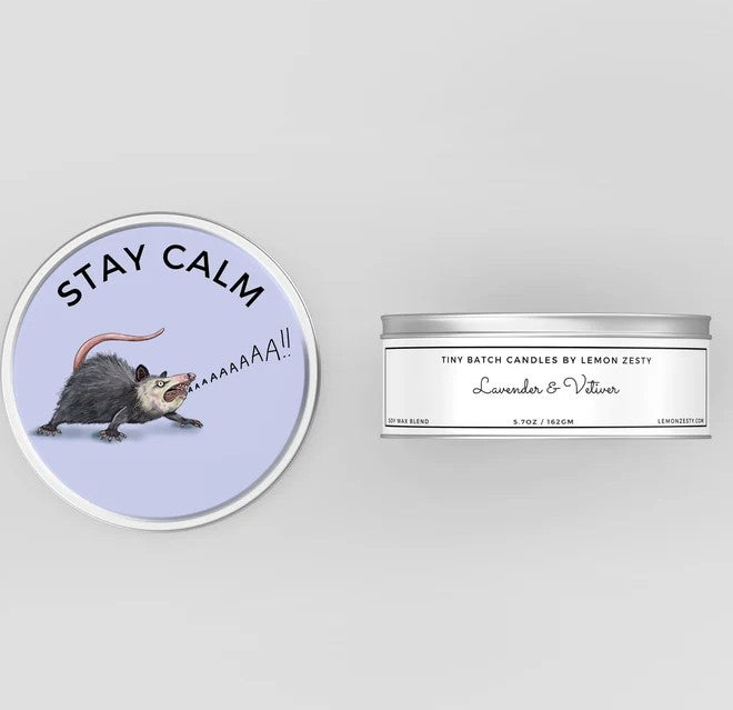 Stay Calm Possum Tin Candle